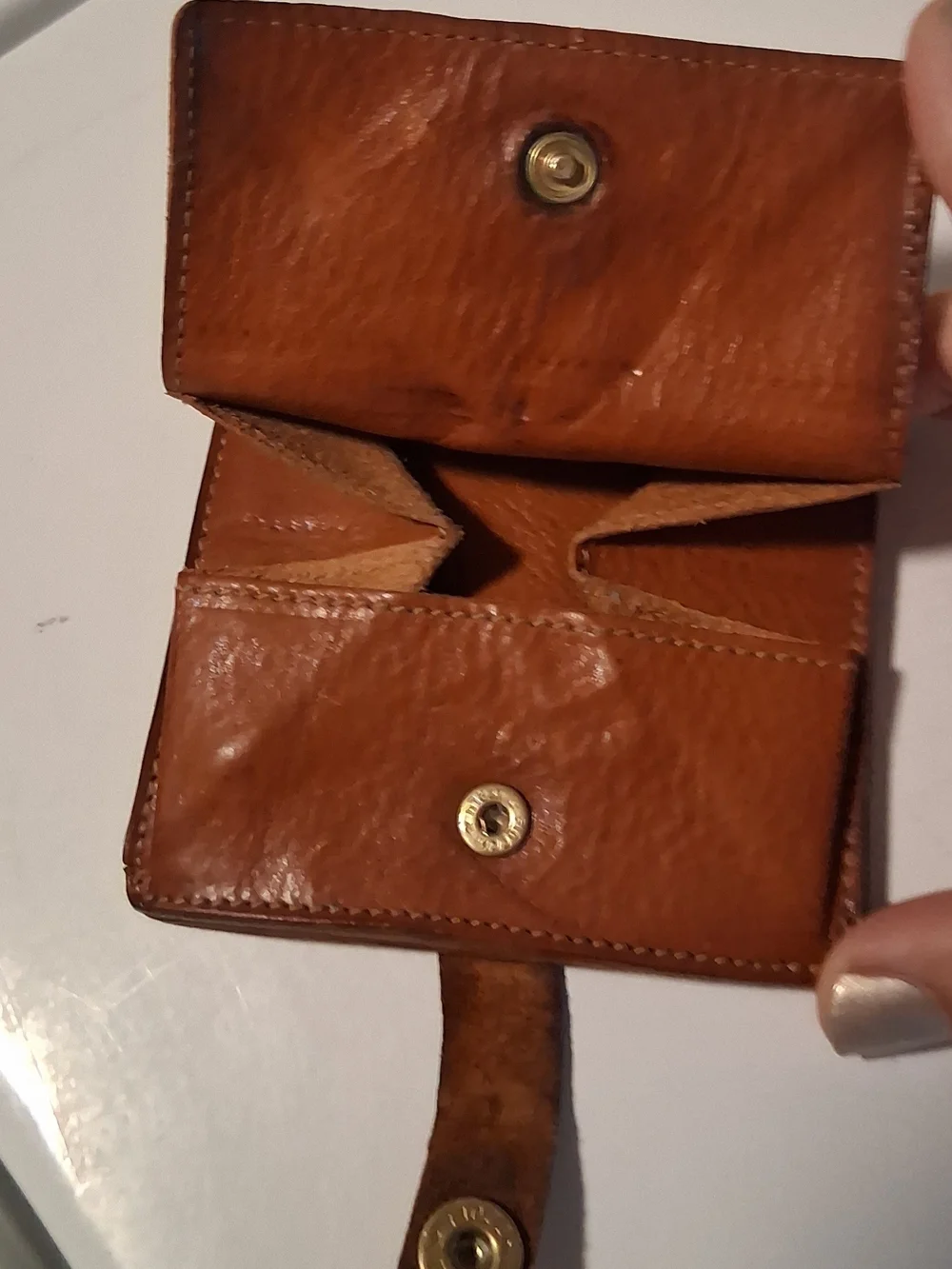 Men's Tan Leather Card Holder with Snap Tab